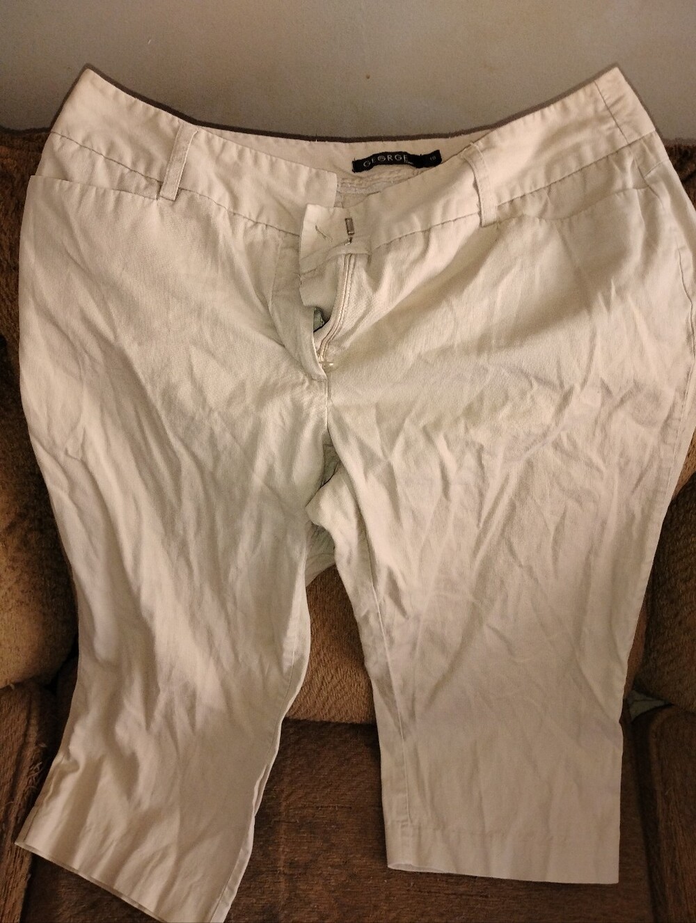 George Cream High-Waist Cropped Trousers